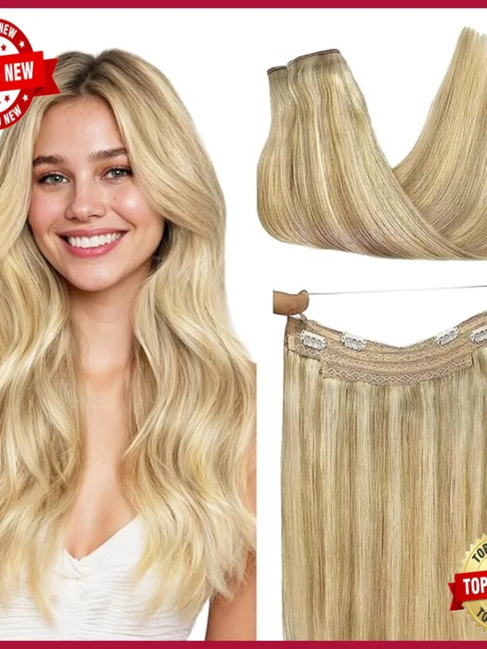 16 Inch Human Hair Extensions with Invisible Wire, 95g Weight